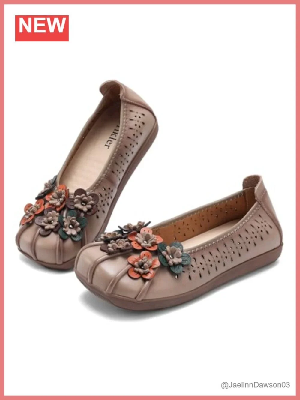 Women's Cut Out Leather Slip-On Loafers Non Slip Breathable Square Toe Walking